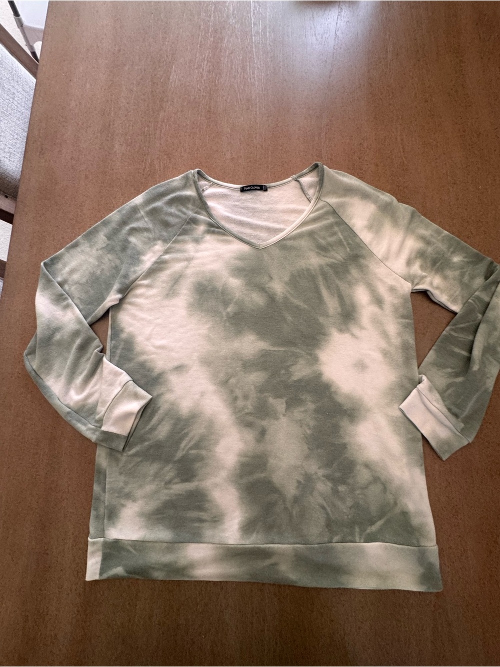 Pink Clover Sage and Cream V-Neck Pullover